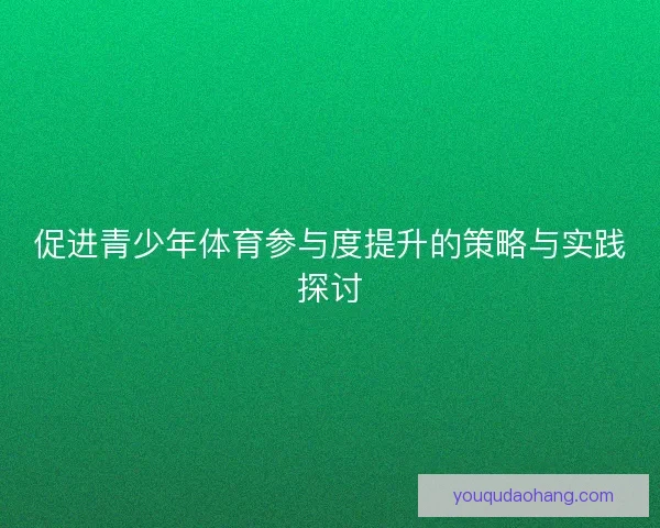 促进青少年体育参与度提升的策略与实践探讨